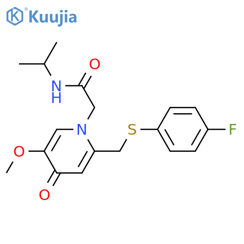 2-(2-{(4-fluorophenyl)sulfanylmethyl}-5-methoxy-4-oxo-1,4-dihydropyridin-1-yl)-N-(propan-2-yl)acetamide structure