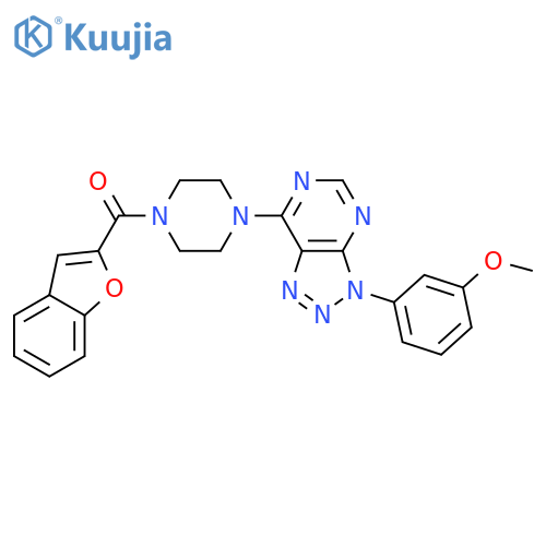 1-(1-benzofuran-2-carbonyl)-4-3-(3-methoxyphenyl)-3H-1,2,3triazolo4,5-dpyrimidin-7-ylpiperazine structure