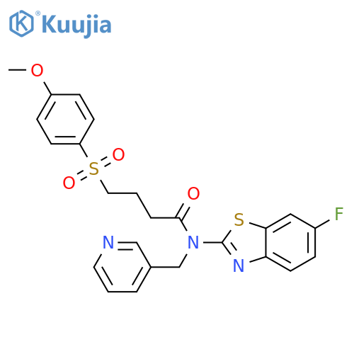 N-(6-fluoro-1,3-benzothiazol-2-yl)-4-(4-methoxybenzenesulfonyl)-N-(pyridin-3-yl)methylbutanamide structure