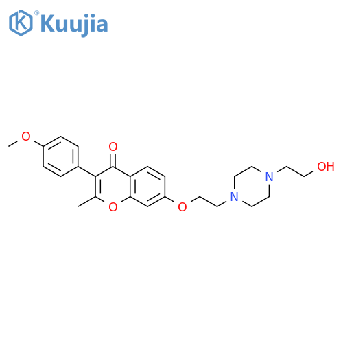7-{2-4-(2-hydroxyethyl)piperazin-1-ylethoxy}-3-(4-methoxyphenyl)-2-methyl-4H-chromen-4-one structure