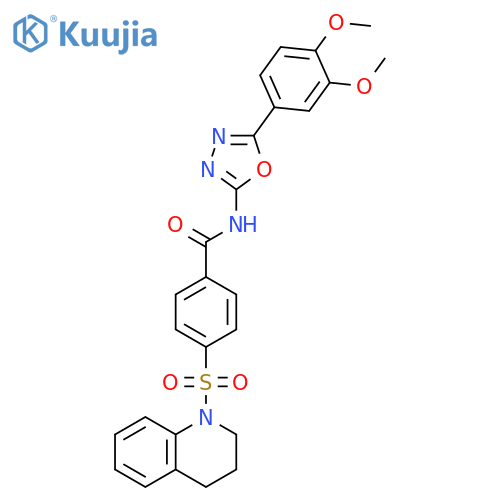 N-5-(3,4-dimethoxyphenyl)-1,3,4-oxadiazol-2-yl-4-(1,2,3,4-tetrahydroquinoline-1-sulfonyl)benzamide structure