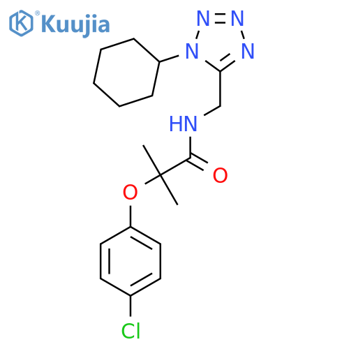 2-(4-chlorophenoxy)-N-(1-cyclohexyl-1H-1,2,3,4-tetrazol-5-yl)methyl-2-methylpropanamide structure