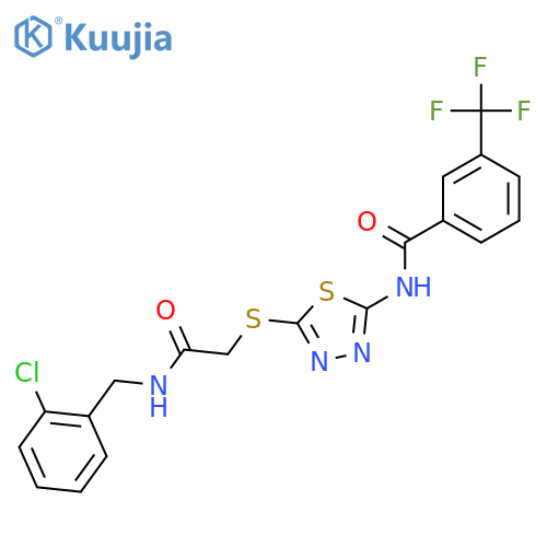 N-{5-({(2-chlorophenyl)methylcarbamoyl}methyl)sulfanyl-1,3,4-thiadiazol-2-yl}-3-(trifluoromethyl)benzamide structure
