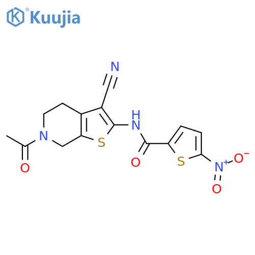 N-{6-acetyl-3-cyano-4H,5H,6H,7H-thieno2,3-cpyridin-2-yl}-5-nitrothiophene-2-carboxamide structure