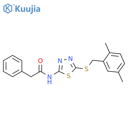 N-(5-{(2,5-dimethylphenyl)methylsulfanyl}-1,3,4-thiadiazol-2-yl)-2-phenylacetamide structure