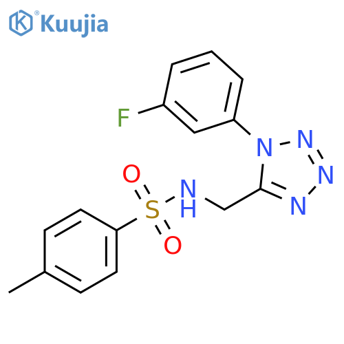 N-{1-(3-fluorophenyl)-1H-1,2,3,4-tetrazol-5-ylmethyl}-4-methylbenzene-1-sulfonamide structure