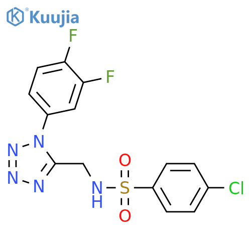 4-chloro-N-{1-(3,4-difluorophenyl)-1H-1,2,3,4-tetrazol-5-ylmethyl}benzene-1-sulfonamide structure