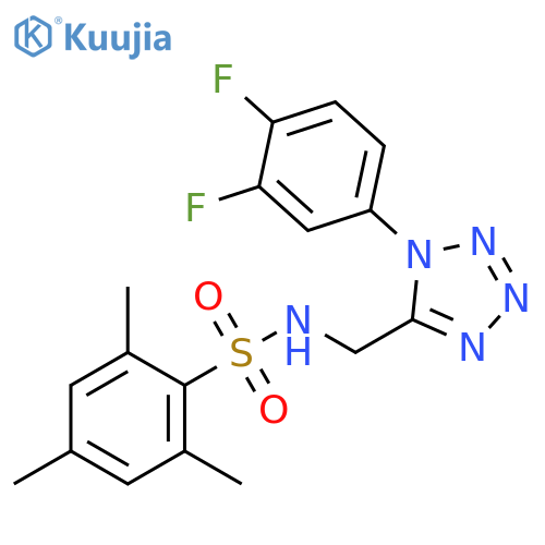 N-{1-(3,4-difluorophenyl)-1H-1,2,3,4-tetrazol-5-ylmethyl}-2,4,6-trimethylbenzene-1-sulfonamide structure