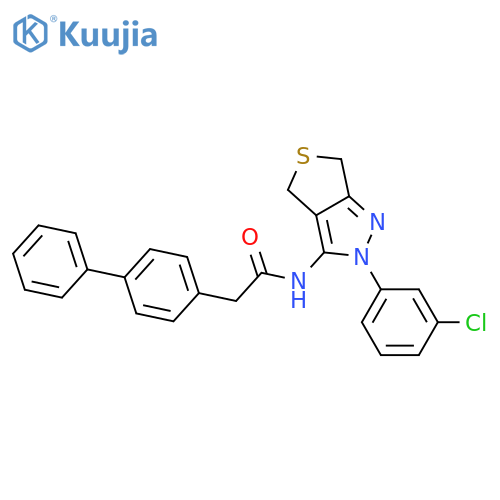 2-{1,1'-biphenyl-4-yl}-N-2-(3-chlorophenyl)-2H,4H,6H-thieno3,4-cpyrazol-3-ylacetamide structure