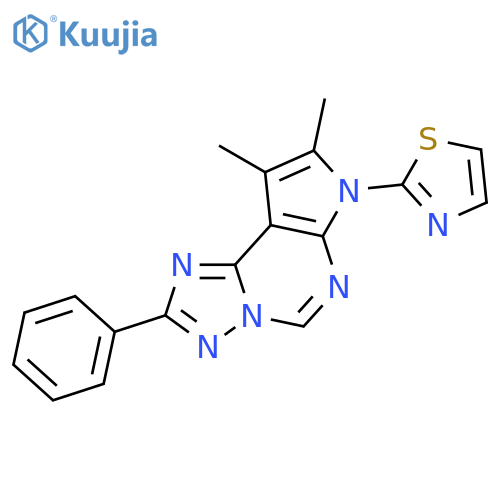 <br>2-(8,9-dimethyl-2-phenyl-7H-pyrrolo[3,2-e][1,2,4]triazolo[1,5-c]pyrimidin-7 -yl)thiazole structure