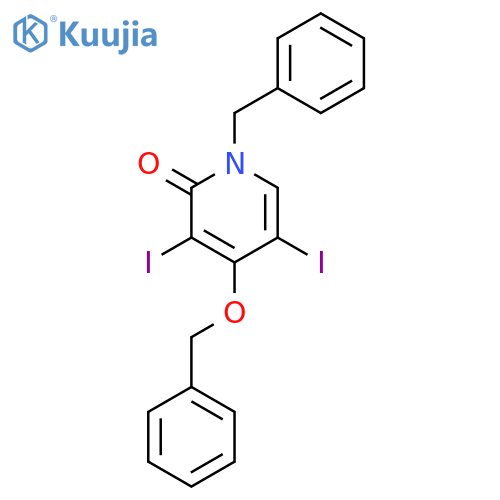 2(1H)-Pyridinone, 3,5-diiodo-4-(phenylmethoxy)-1-(phenylmethyl)- structure