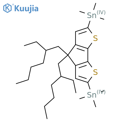 (4,4-Bis(2-ethylhexyl)-4H-cyclopenta[1,2-b:5,4-b']dithiophene-2,6-diyl)bis(trimethylstannane) structure