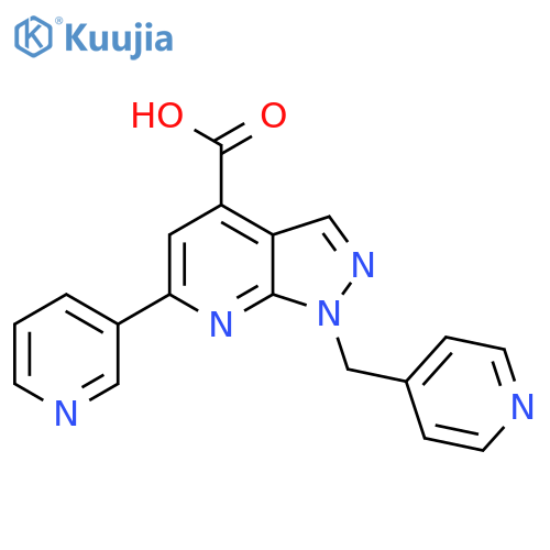 6-(pyridin-3-yl)-1-(pyridin-4-yl)methyl-1H-pyrazolo3,4-bpyridine-4-carboxylic acid structure