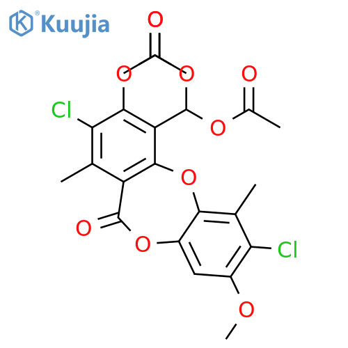 11H-Dibenzo[b,e][1,4]dioxepin-11-one, 3-(acetyloxy)-4-[bis(acetyloxy)methyl]-2,7-dichloro-8-methoxy-1,6-dimethyl- structure