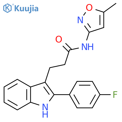 3-2-(4-fluorophenyl)-1H-indol-3-yl-N-(5-methyl-1,2-oxazol-3-yl)propanamide structure