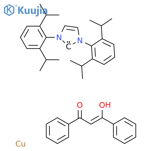 1,3-Bis(2,6-diisopropylphenyl)imidazol-2-ylidene(1,3-diphenyl-1,3-propanedionato)copper(I) structure