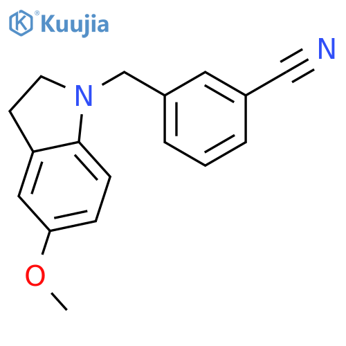 Benzonitrile, 3-[(2,3-dihydro-5-methoxy-1H-indol-1-yl)methyl]- structure