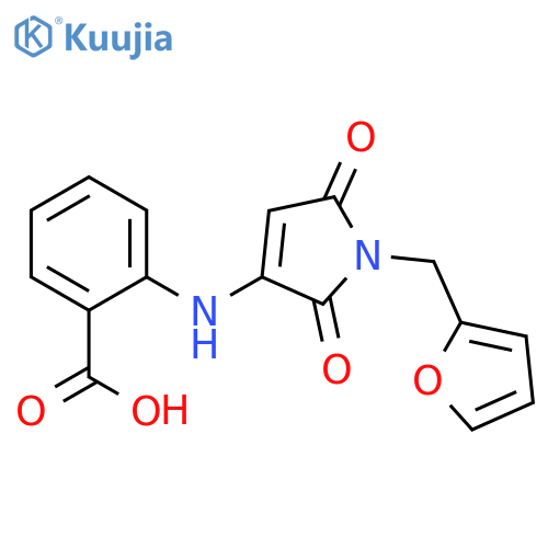 2-({1-(furan-2-yl)methyl-2,5-dioxo-2,5-dihydro-1H-pyrrol-3-yl}amino)benzoic acid structure