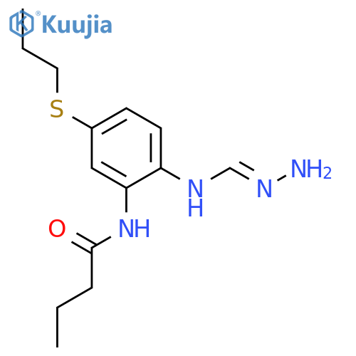 Butanamide, N-[2-[(aminoiminomethyl)amino]-5-(propylthio)phenyl]- structure