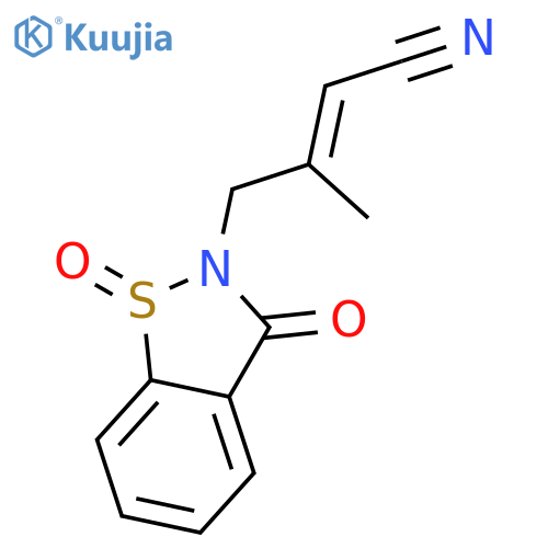 2-Butenenitrile, 3-methyl-4-(1-oxido-3-oxo-1,2-benzisothiazol-2(3H)-yl)- structure