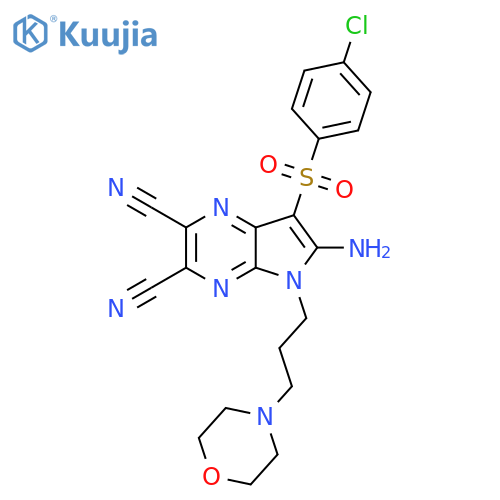 6-amino-7-(4-chlorobenzenesulfonyl)-5-[3-(morpholin-4-yl)propyl]-5H-pyrrolo[2,3-b]pyrazine-2,3-dicarbonitrile structure
