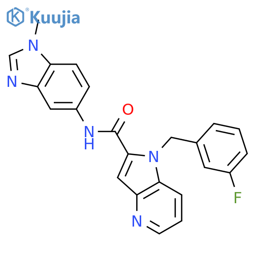 1H-Pyrrolo[3,2-b]pyridine-2-carboxamide,1-[(3-fluorophenyl)methyl]-N-(1-methyl-1H-benzimidazol-5-yl)- structure