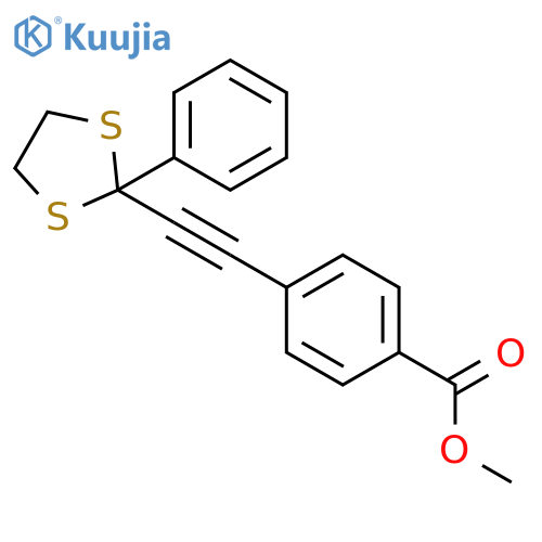 Benzoic acid, 4-[2-(2-phenyl-1,3-dithiolan-2-yl)ethynyl]-, methyl ester structure