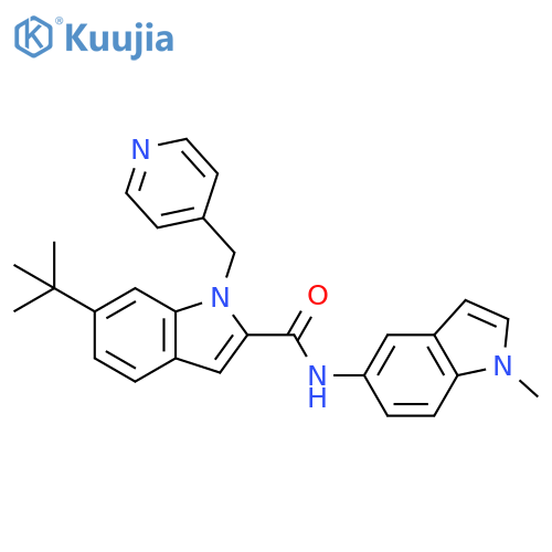 1H-Indole-2-carboxamide, 6-(1,1-dimethylethyl)-N-(1-methyl-1H-indol-5-yl)-1-(4-pyridinylmethyl)- structure