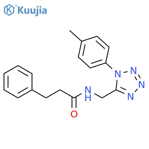N-{1-(4-methylphenyl)-1H-1,2,3,4-tetrazol-5-ylmethyl}-3-phenylpropanamide structure