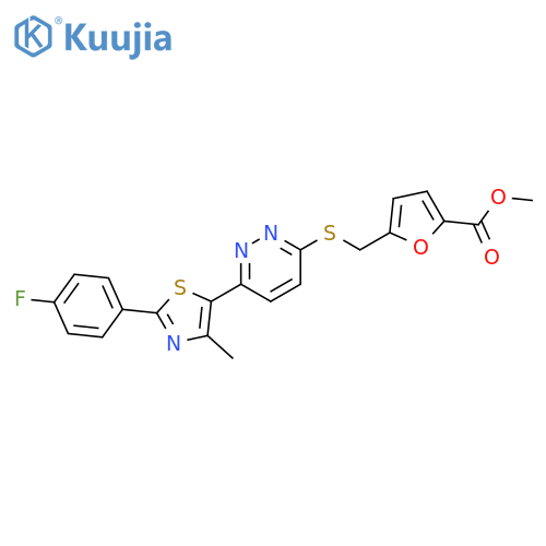 methyl 5-({6-2-(4-fluorophenyl)-4-methyl-1,3-thiazol-5-ylpyridazin-3-yl}sulfanyl)methylfuran-2-carboxylate structure