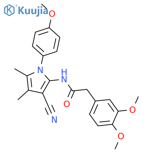 <br>N-(3-cyano-1-(4-methoxyphenyl)-4,5-dimethyl-1H-pyrrol-2-yl)-2-(3,4-dimethox yphenyl)acetamide structure