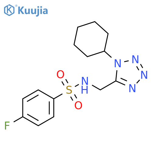 N-(1-cyclohexyl-1H-1,2,3,4-tetrazol-5-yl)methyl-4-fluorobenzene-1-sulfonamide structure