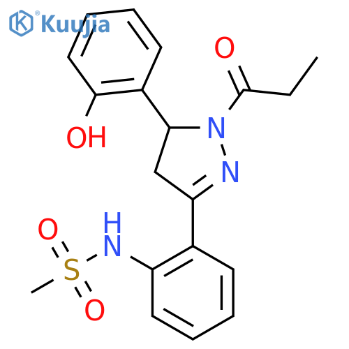 N-{2-5-(2-hydroxyphenyl)-1-propanoyl-4,5-dihydro-1H-pyrazol-3-ylphenyl}methanesulfonamide structure