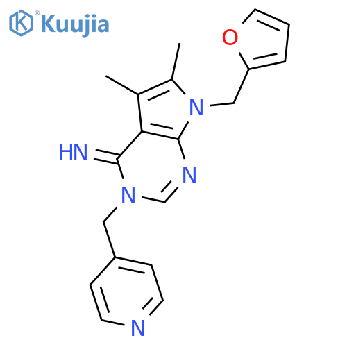 <br>7-(furan-2-ylmethyl)-5,6-dimethyl-3-(pyridin-4-ylmethyl)-3H-pyrrolo[2,3-d]p yrimidin-4(7H)-imine structure