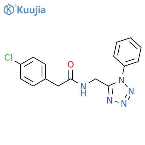 2-(4-chlorophenyl)-N-(1-phenyl-1H-1,2,3,4-tetrazol-5-yl)methylacetamide structure