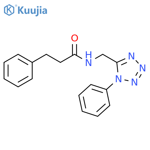 3-phenyl-N-(1-phenyl-1H-1,2,3,4-tetrazol-5-yl)methylpropanamide structure