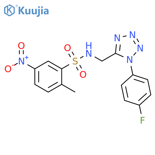 N-{1-(4-fluorophenyl)-1H-1,2,3,4-tetrazol-5-ylmethyl}-2-methyl-5-nitrobenzene-1-sulfonamide structure