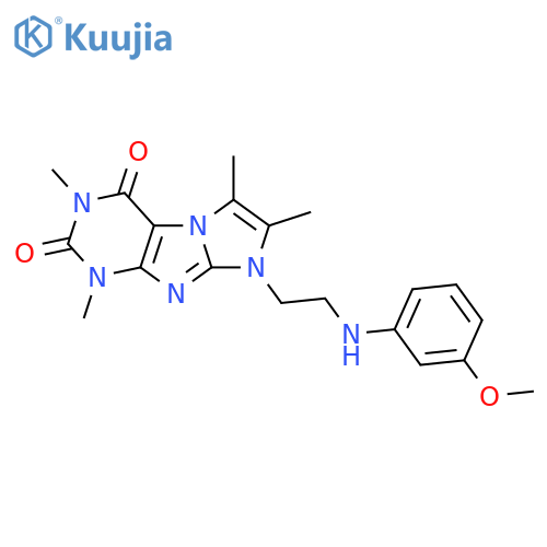 8-{2-(3-methoxyphenyl)aminoethyl}-1,3,6,7-tetramethyl-1H,2H,3H,4H,8H-imidazo1,2-gpurine-2,4-dione structure