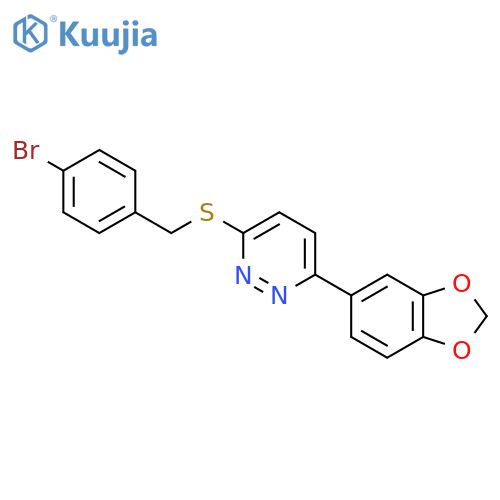 3-(2H-1,3-benzodioxol-5-yl)-6-{(4-bromophenyl)methylsulfanyl}pyridazine structure