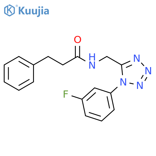 N-{1-(3-fluorophenyl)-1H-1,2,3,4-tetrazol-5-ylmethyl}-3-phenylpropanamide structure