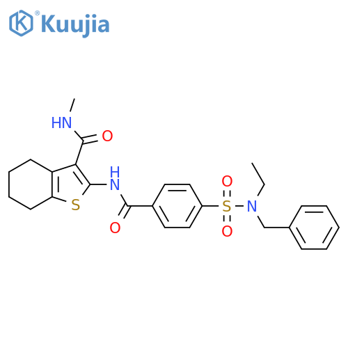 2-{4-benzyl(ethyl)sulfamoylbenzamido}-N-methyl-4,5,6,7-tetrahydro-1-benzothiophene-3-carboxamide structure