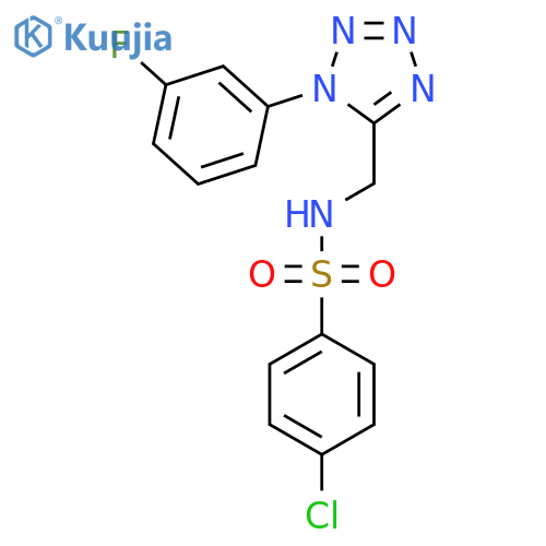 4-chloro-N-{1-(3-fluorophenyl)-1H-1,2,3,4-tetrazol-5-ylmethyl}benzene-1-sulfonamide structure