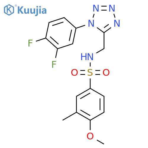 N-{1-(3,4-difluorophenyl)-1H-1,2,3,4-tetrazol-5-ylmethyl}-4-methoxy-3-methylbenzene-1-sulfonamide structure