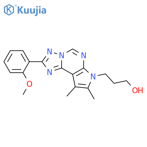 <br>3-[2-(2-Methoxy-phenyl)-7,8-dimethyl-1,3,3a,5,6-pentaaza-as-indacen-6-yl]-p ropan-1-ol structure