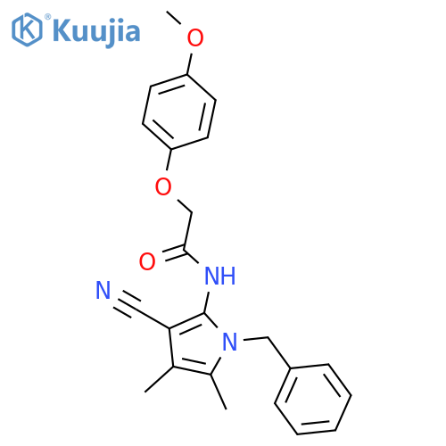 <br>N-(1-benzyl-3-cyano-4,5-dimethyl-1H-pyrrol-2-yl)-2-(4-methoxyphenoxy)acetam ide structure
