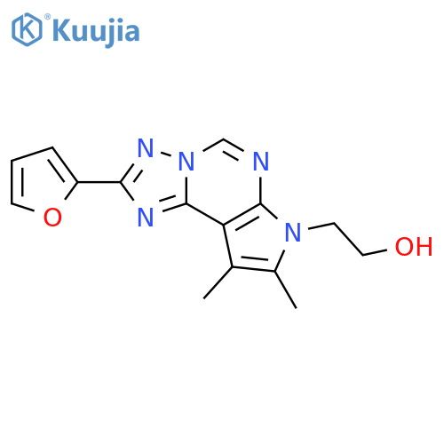 <br>2-(2-(furan-2-yl)-8,9-dimethyl-7H-pyrrolo[3,2-e][1,2,4]triazolo[1,5-c]pyrim idin-7-yl)ethanol structure