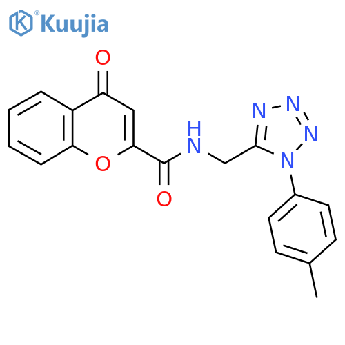 N-{1-(4-methylphenyl)-1H-1,2,3,4-tetrazol-5-ylmethyl}-4-oxo-4H-chromene-2-carboxamide structure