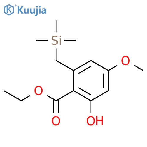 Benzoic acid, 2-hydroxy-4-methoxy-6-[(trimethylsilyl)methyl]-, ethyl ester structure
