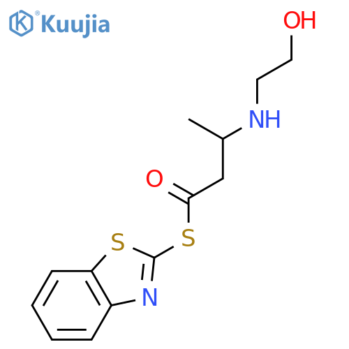 Butanethioic acid, 3-[(2-hydroxyethyl)amino]-, S-2-benzothiazolyl ester structure