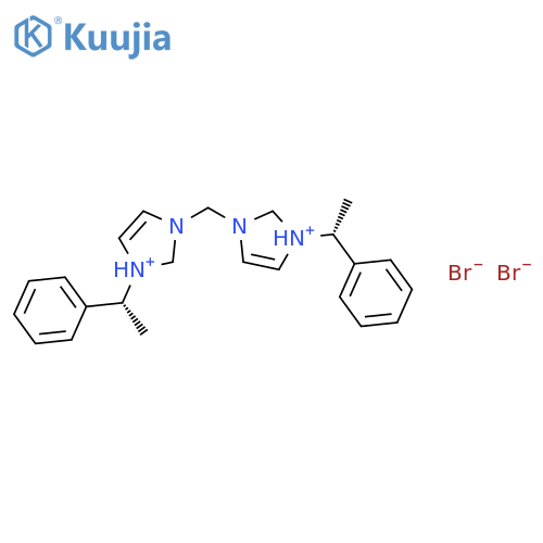 1H-Imidazolium, 3,3'-methylenebis[1-[(1R)-1-phenylethyl]-, bromide(1:2) structure